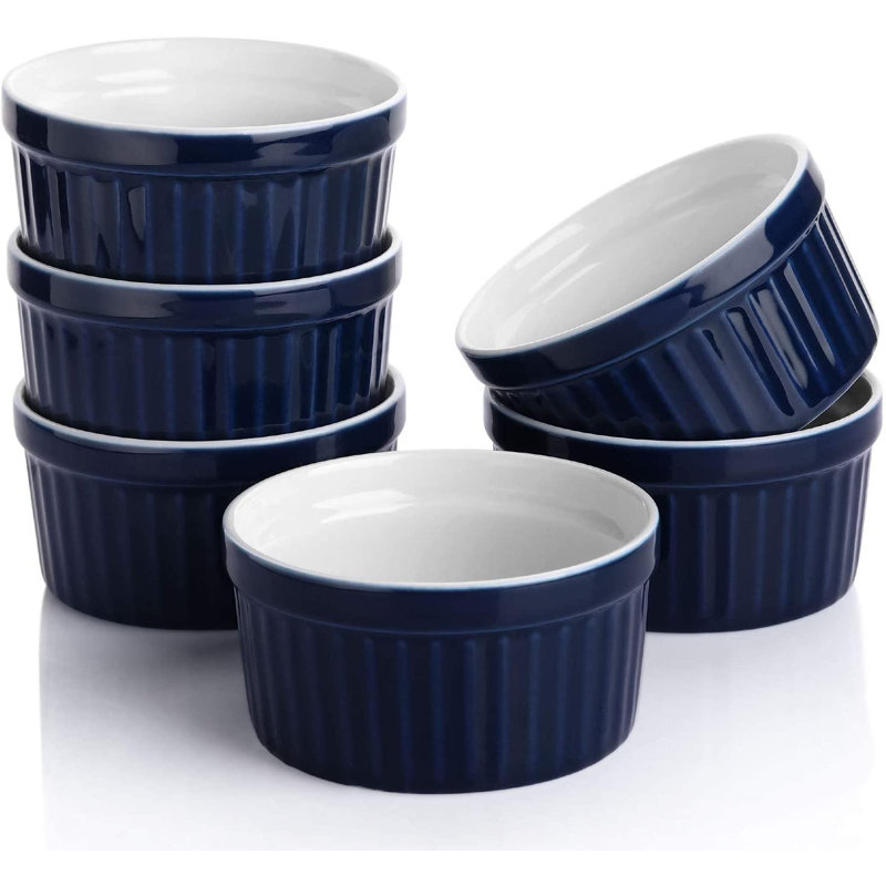 MingshanAncient Porcelain Ramekins 4 OZ Oven Safe For Baking, Classic